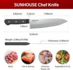 Sunhouse Chef Knife, 7.5 Inch High Carbon Stainless Steel Sharp Kitchen Knife with Ergonomic Handle, Ultra-durable 2-layer Molded Handle, A Useful Chef Gift for Mom and Dad - Image 5