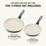 GreenPan Rio 8" and 10" Frying Pan Skillet Set, PFAS-Free, Healthy Ceramic Nonstick Cookware, Stay-Cool Bakelite Handles, Dishwasher Safe, Easy Clean, Durable Performance, Black - Image 3
