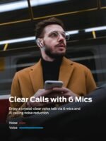 Monster Clarity 8.0 Hybrid Active Noise Cancelling Wireless Earbuds, 42dB in-Ear ANC Earphones Deep Bass with 6 Mics, Bluetooth 5.2, 50H Play Time with Wireless Charging Case，Blue - Image 4