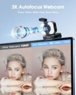 MELCAM 2K Webcam for PC, Web Camera with Microphone, Light, Privacy Cover, Plug and Play Autofocus USB Computer Camera for Laptop, Desktop, PC, Mac, Zoom, Skype, Meeting, Streaming(Black) - Image 3