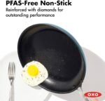 OXO Enhanced 12” Nonstick Frying Pan Skillet, Ceramic PFAS-Free Cookware, Durable Hard Anodized, Scratch Resistant, Stainless Steel Handle, Eggs & Omelets, Dishwasher & Oven Safe, Storm Blue - Image 3