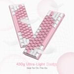 Redragon K617 Fizz 60% Wired RGB Gaming Keyboard, 61 Keys Hot-Swap Compact Mechanical Keyboard w/White and Pink Color Keycaps, Linear Red Switch, Pro Driver/Software Supported - Image 4