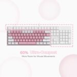 Redragon K617 Fizz 60% Wired RGB Gaming Keyboard, 61 Keys Hot-Swap Compact Mechanical Keyboard w/White and Pink Color Keycaps, Linear Red Switch, Pro Driver/Software Supported - Image 5