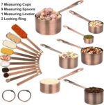Copper Measuring Cups and Spoons Set 17 for Dry & Liquid, Metric & Us Stainless Steel Measuring Cups and Spoons Set with Leveler for Kitchen & Baking with 3/4 & 2/3 Measurer Cup - Image 3