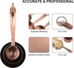 Copper Measuring Cups and Spoons Set 17 for Dry & Liquid, Metric & Us Stainless Steel Measuring Cups and Spoons Set with Leveler for Kitchen & Baking with 3/4 & 2/3 Measurer Cup - Image 6