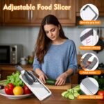 Mandoline Slicer for Kitchen, Adjustable Stainless Steel Blade, Vegetable Slicers, Slicer Vegetable Cutter with NO-slip Grip, Gray - Image 3