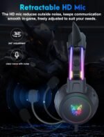 Lightweight Gaming Headset with Detachable Cat Ears, RGB Lighting, Wired Over Ear Headphones with Mic for PC, PS4, PS5, Switch, Stereo Surround Sound, Self-Adjusting Headband - Image 5