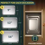 Baker’s Signature Stainless Steel Cookie Sheet Pan, Stainless Steel Baking Sheet Set of 3, Mirror Finish, Non-Stick, Rust Resistant, BPA Free, Dishwasher Safe, 9/12/16 Inch - Image 3