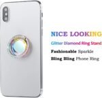 Iridescent Glitter Bling Bling Phone Ring Holder,Sparkle Phone Ring Grip Artificial Stand with Flat Diamond,Flat Rhinestone Cell Finger Ring for Phones,Pad(Rainbow) - Image 3