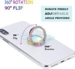 Iridescent Glitter Bling Bling Phone Ring Holder,Sparkle Phone Ring Grip Artificial Stand with Flat Diamond,Flat Rhinestone Cell Finger Ring for Phones,Pad(Rainbow) - Image 4
