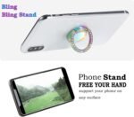 Iridescent Glitter Bling Bling Phone Ring Holder,Sparkle Phone Ring Grip Artificial Stand with Flat Diamond,Flat Rhinestone Cell Finger Ring for Phones,Pad(Rainbow) - Image 5