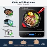 AAOBOSI Portable Induction Cooktop,1800W Induction Cooker with LCD Sensor Touch, Cooktop Burner Child Safety Lock & 10H Timer, 9 Power 10 Temperature Setting for Cooking - Image 4