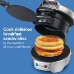 Hamilton Beach Breakfast Sandwich Maker with Egg Cooker Ring, Customize Ingredients, Perfect for English Muffins, Croissants, Mini Waffles, Perfect White Elephant Gifts, Silver (25475) - Image 4