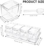 Clear Seasoning Box, 4 Pieces Seasoning Rack Spice Pots, Storage Container Condiment Jars Acrylic Seasoning Box with Covers and Spoons for Spice, Sugar, Salt, Sugar, Cardamon, Cinnamon - Image 3