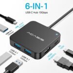 ACASIS USB C Hub 10Gbps, 6-in-1 Multiport Adapter with 4K 60Hz HDMI, 100W Power Delivery, USB A3.2 Data Port, USB C to HDMI Adapter for MacBook, Dell, Lenovo, Surface, iPad PRO, XPS(Black) - Image 3