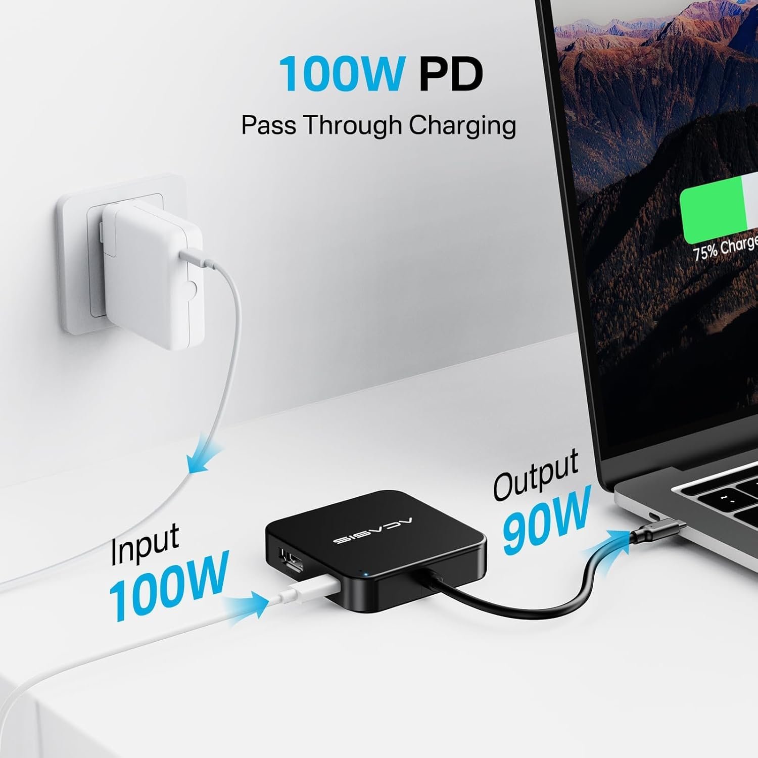 ACASIS USB C Hub 10Gbps, 6-in-1 Multiport Adapter with 4K 60Hz HDMI, 100W Power Delivery, USB A3.2 Data Port, USB C to HDMI Adapter for MacBook, Dell, Lenovo, Surface, iPad PRO, XPS(Black) - Image 4