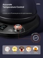 Electric Gooseneck Kettle Temperature Control, Pour Over Electric Kettle for Coffee and Tea, 100% Stainless Steel Inner, 1200W Rapid Heating, 0.8L, Built-in Stopwatch, Matte Black - Image 3