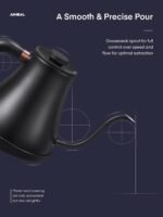 Electric Gooseneck Kettle Temperature Control, Pour Over Electric Kettle for Coffee and Tea, 100% Stainless Steel Inner, 1200W Rapid Heating, 0.8L, Built-in Stopwatch, Matte Black - Image 4