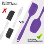 Silicone Spatulas Set, Rubber Spoon Spatula Heat Resistant Spoonula One Piece Design Seamless Spatula Non-Stick Scrapers Baking Mixing Tool (Purple) - Image 6