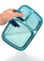 Youngever 7 Pack Bento Lunch Box, Meal Prep Containers, Reusable 3 Compartment Plastic Divided Food Storage Container Boxes - Image 5