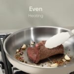 CAROTE 10" Stainless Steel Frying Pan with Lid, Outer Ceramic Layer, Non-Toxic, Even Heating，Oven Safe, Induction, Ceramic and Gas Cooktops Compatible, White - Image 4