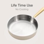 CAROTE 10" Stainless Steel Frying Pan with Lid, Outer Ceramic Layer, Non-Toxic, Even Heating，Oven Safe, Induction, Ceramic and Gas Cooktops Compatible, White - Image 5