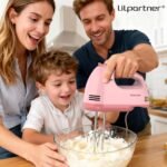 Hand Mixer Electric, Small Food Mixer 7 Speeds Handheld Blender,304 *(1* Whisk, 2* Beater, 2*Dough Hook) Kitchen Blender for Cream, Cookies, Dishwasher Safe, Pink - Image 3