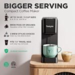 Single Serve Coffee Maker Hot and Iced with Bold Brew, Small Coffee Machine for K Cup and Ground, Fits 7.3'' Travel Mug, Brews up to 16 Oz, 5 Cup Sizes, for Office, RV& Hotel, Elegant Black - Image 3