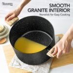 MICHELANGELO 8 Quart Stock Pot with Lid, Nonstick Cooking Pots, 8 Qt Soup Pot with Lid, Large Induction Pots for Cooking, Stockpot with Healthy Coating - Image 4