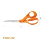 Fiskars 8" Original Orange-Handled Stainless Steel Scissors, Ergonomic and Keeps Material Flat, Sharp All-Purpose Paper and Fabric Scissors for Office, Arts, and Crafts - Image 3