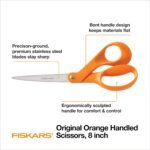 Fiskars 8" Original Orange-Handled Stainless Steel Scissors, Ergonomic and Keeps Material Flat, Sharp All-Purpose Paper and Fabric Scissors for Office, Arts, and Crafts - Image 4