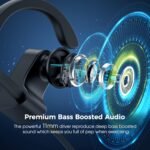 Bluetooth Headphones, Deep Bass Wireless Running Headphones w/16 Hrs Playtime, Bluetooth Earbuds in-Ear w/Earhooks, IPX7 Waterproof Sports Earphones with Microphone for Calls - Image 3
