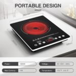 1800W Electric Cooktop, 110V Single Burner Stove with Overheat Protection and Adjustable Power Levels - Portable Ceramic Stove for Kitchen, Travel, RV - Image 5
