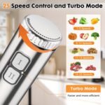 Immersion 8 in 1 Hand Blender 25 Speed & Turbo Mode Handheld Blenders Electric Sitck Blender with Beaker Chopper Milk Frother Frother Grinder and Mixer - Image 3