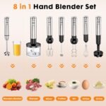 Immersion 8 in 1 Hand Blender 25 Speed & Turbo Mode Handheld Blenders Electric Sitck Blender with Beaker Chopper Milk Frother Frother Grinder and Mixer - Image 5
