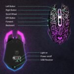 Wireless Gaming Mouse, Rechargeable Wireless Computer Mouse, 7-Color LED Light, Ergonomic Mouse with 6 Silent Click Buttons, 3 Adjustable 2400 DPI Wireless Mouse for Laptop,PC,Mac, Black - Image 4