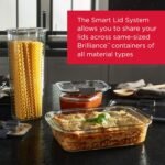 Rubbermaid Brilliance Glass Food Storage set of 4 containers 8 total pieces (4 containers + 4 lids) for Lunch Meal Prep and Leftovers Dishwasher and Oven Safe Clear/Grey - Image 4