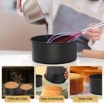 E-far Deep Cake Pan Set of 3 (4/6/8 Inch), Nonstick Stainless Steel Round Cake Pans Tins for Baking Layer Wedding Cakes, Stainless Steel Core & Nontoxic Coating, Deep & Straight Side - Image 3