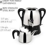 Korkmaz Samovar, Electric Turkish Tea Maker Set, Double Pots Tea Machine, Hanedan Stainless Steel Pot | 1.37 Qt+ 3.69 Qt | 110 V US Plug - Image 3