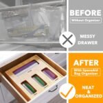 SpaceAid Bag Storage Organizer for Kitchen Drawer, Bamboo Organizer, Compatible with Gallon, Quart, Sandwich and Snack Variety Size Bag (1 Box 4 Slots) - Image 3