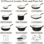 25-PC Pots and Pans Set Non Stick Ceramic Cookware Set, Healthy Non Toxic Kitchen Cookware Sets with Large Capacity, Induction Compatible, PFAS/PTFE/PFOA/PFOS Free, Black/White - Image 3