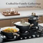 25-PC Pots and Pans Set Non Stick Ceramic Cookware Set, Healthy Non Toxic Kitchen Cookware Sets with Large Capacity, Induction Compatible, PFAS/PTFE/PFOA/PFOS Free, Black/White - Image 6