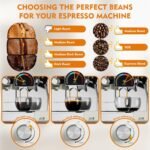 20 Bar Espresso Machine with Grinder, Espresso Maker with 19 Grinding Settings, Coffee Machine with Pressure Gauge, 94.7Oz Removable Water Tank for Latte & Cappuccino - Image 3