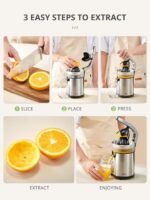 Reemix Electric Citrus Juicer - Orange, Lemon, Grapefruit Juicer with Stainless Steel Body & Transparent Juice Collector, Easy to Use for Fresh Squeezed Juice at Home​​ - Image 5