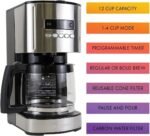 Kenmore Drip Coffee Maker - 12 Cup Programmable Cafe Machine With Glass Pot, Regular & Bold Brew, Auto Shut Off Large Water Reservoir, Reusable Filter, Kitchen Appliances, Black - Image 4