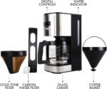 Kenmore Drip Coffee Maker - 12 Cup Programmable Cafe Machine With Glass Pot, Regular & Bold Brew, Auto Shut Off Large Water Reservoir, Reusable Filter, Kitchen Appliances, Black - Image 5