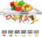 Mandoline Slicer for Kitchen - 6-in-1 Vegetable Chopper with Safe Hand Guard & Transparent Body - Dishwasher Safe Food Slicer Cutter for Potato, Tomato, Onion & Salad - Stainless Steel Blades - Image 4
