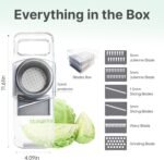 Mandoline Slicer for Kitchen - 6-in-1 Vegetable Chopper with Safe Hand Guard & Transparent Body - Dishwasher Safe Food Slicer Cutter for Potato, Tomato, Onion & Salad - Stainless Steel Blades - Image 5