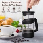RAINBEAN Mini French Press Coffee Maker, 12 oz, Camping Coffee Press Pot, Small French Press, Tea and Frothed Milk Press (Black, 12 oz) - Image 3