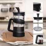 RAINBEAN Mini French Press Coffee Maker, 12 oz, Camping Coffee Press Pot, Small French Press, Tea and Frothed Milk Press (Black, 12 oz) - Image 4